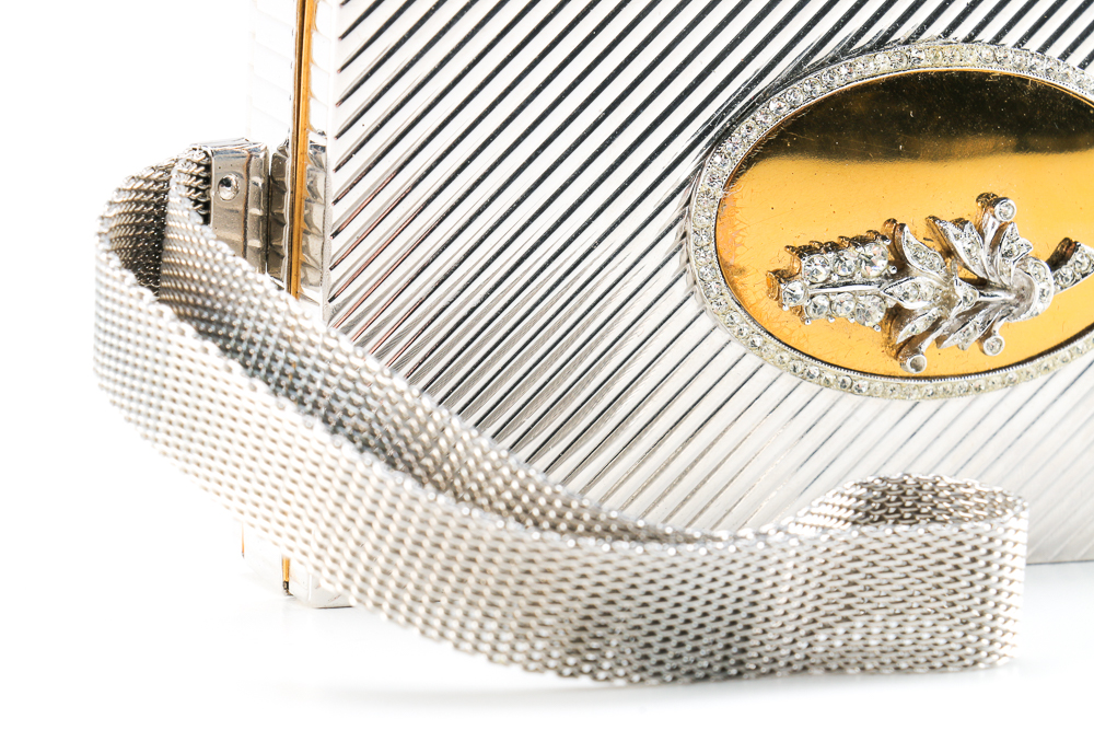 Vintage Makeup Palette Compact and Black Velvet Purse