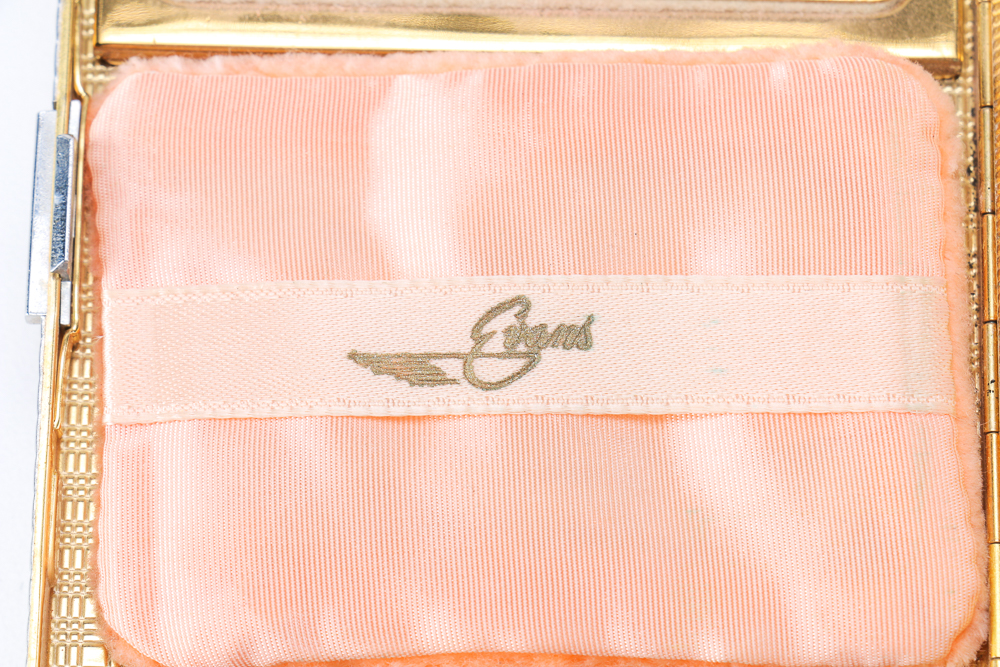 Vintage Makeup Palette Compact and Black Velvet Purse