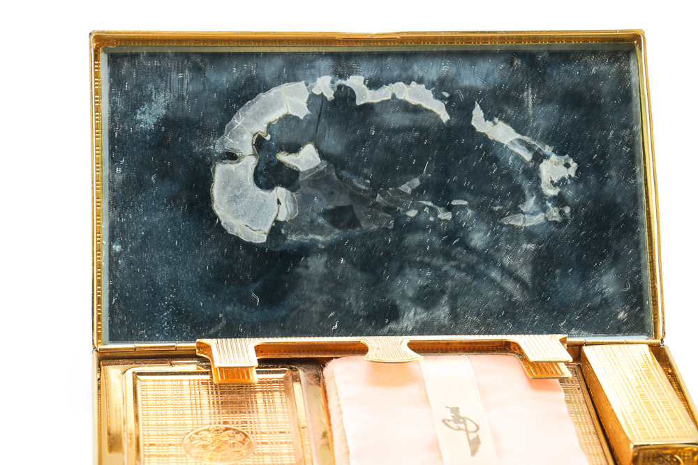 Vintage Makeup Palette Compact and Black Velvet Purse