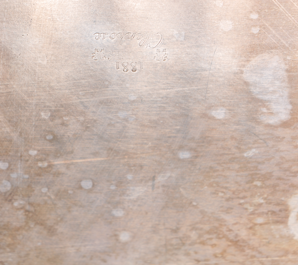 1881 Rogers Silver Plate Serving Tray and Filigree Mirror Tray