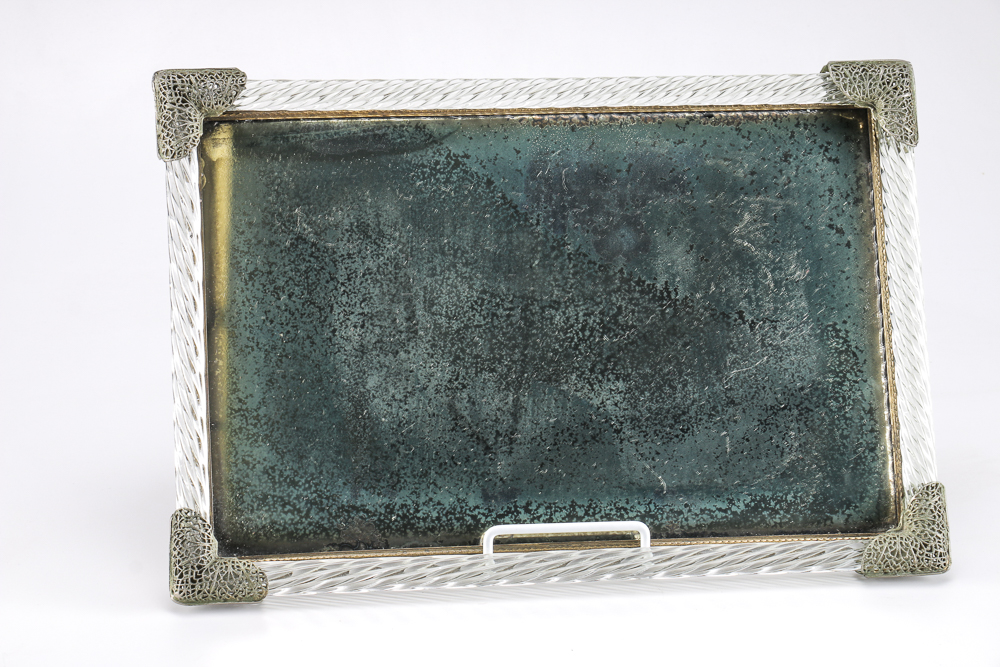 1881 Rogers Silver Plate Serving Tray and Filigree Mirror Tray