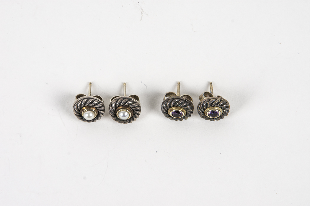 David Yurman 14K Gold and Sterling Silver Earrings