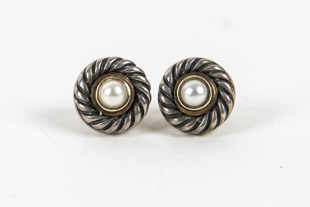 David Yurman 14K Gold and Sterling Silver Earrings