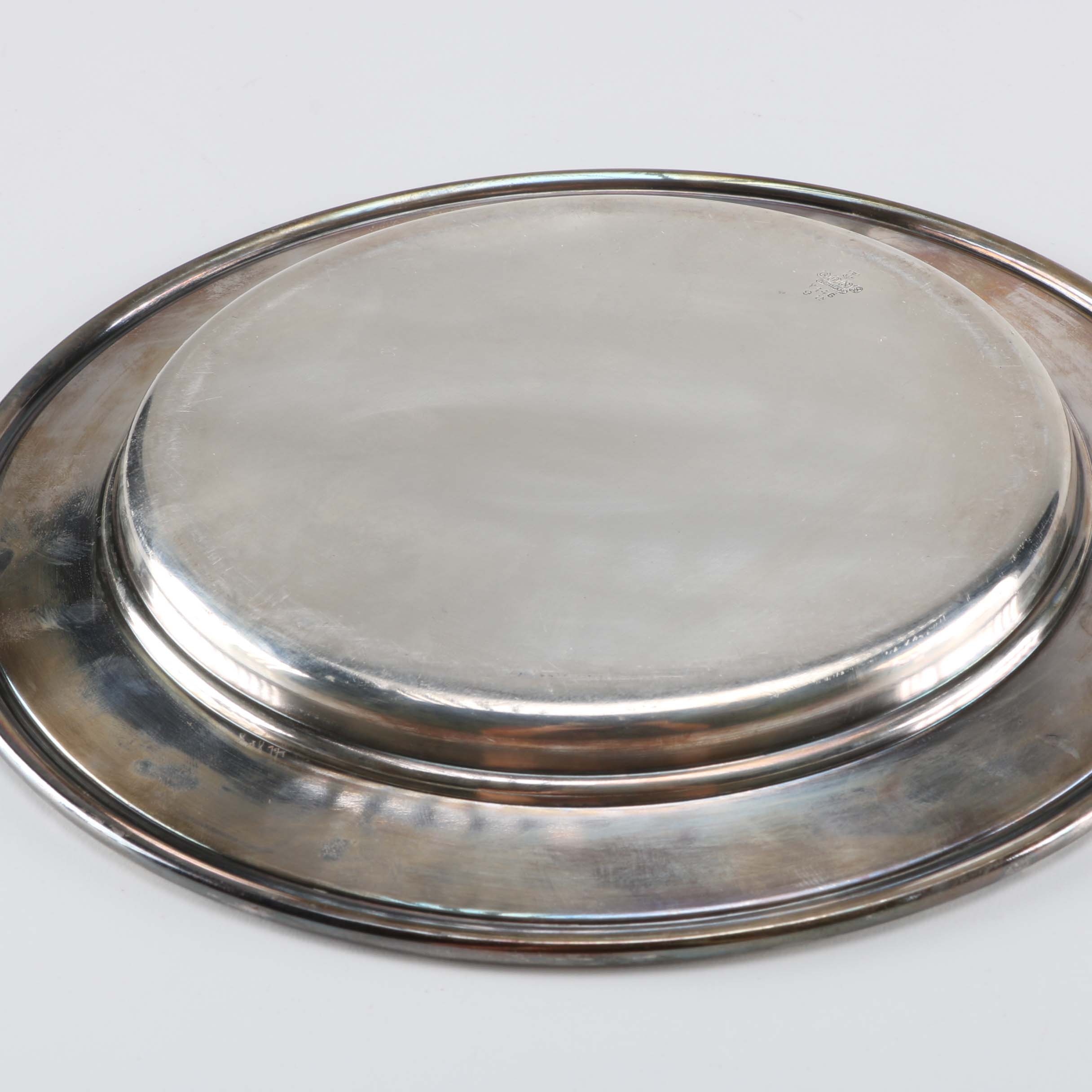 1950s Gorham Plated Silver Covered Serving Dish and Glasses