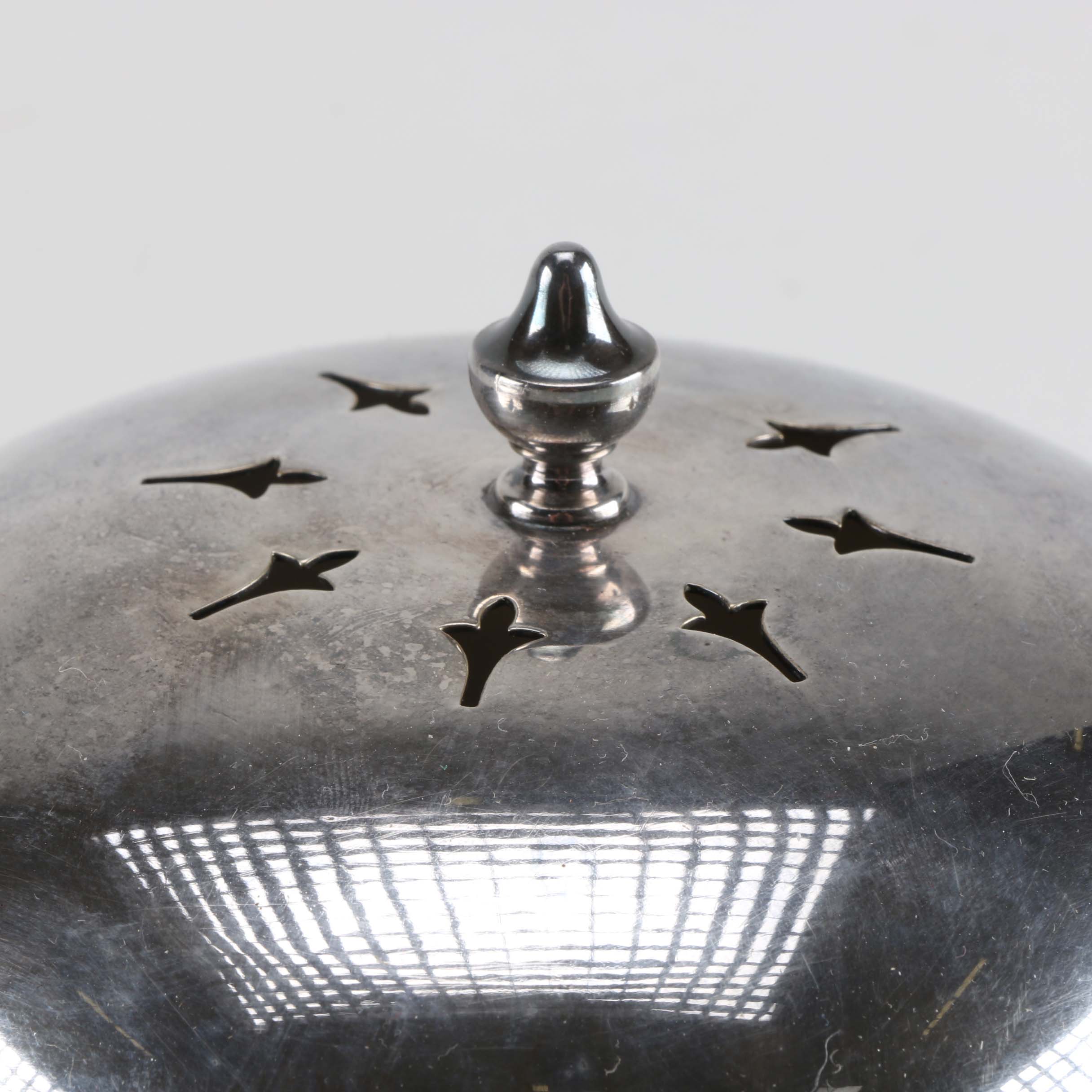 1950s Gorham Plated Silver Covered Serving Dish and Glasses