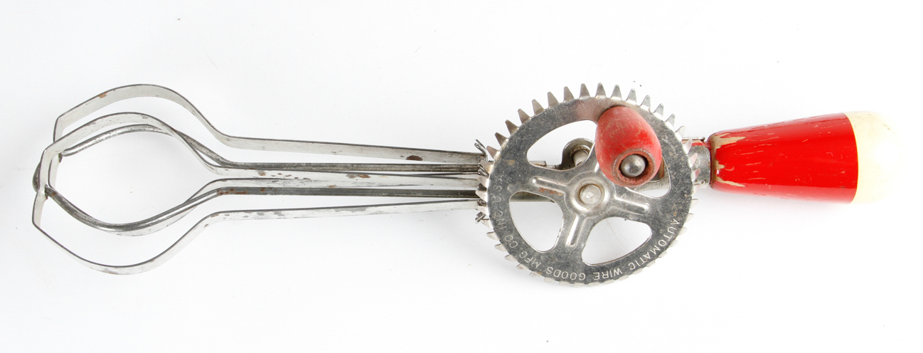 Collection of Mid Century Red and White Stiped MFG Co. Kitchen Utensils