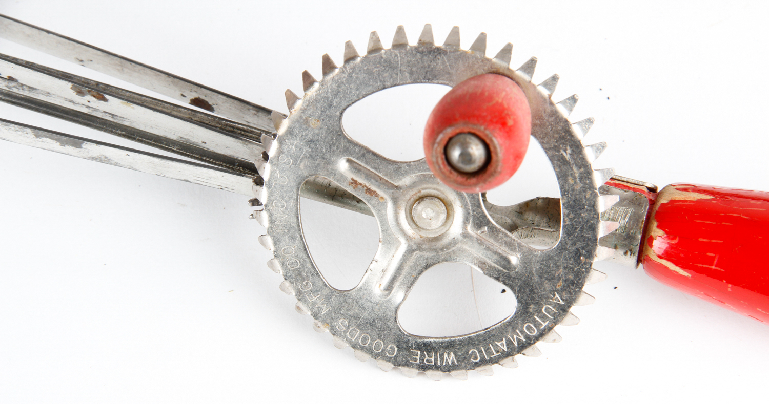 Collection of Mid Century Red and White Stiped MFG Co. Kitchen Utensils