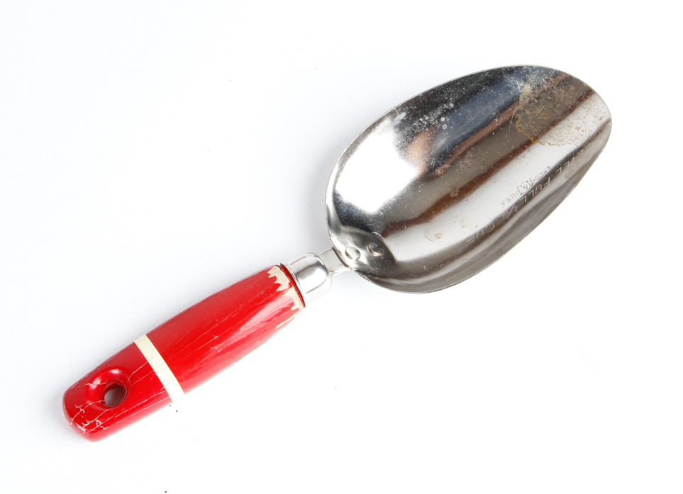 Collection of Mid Century Red and White Stiped MFG Co. Kitchen Utensils