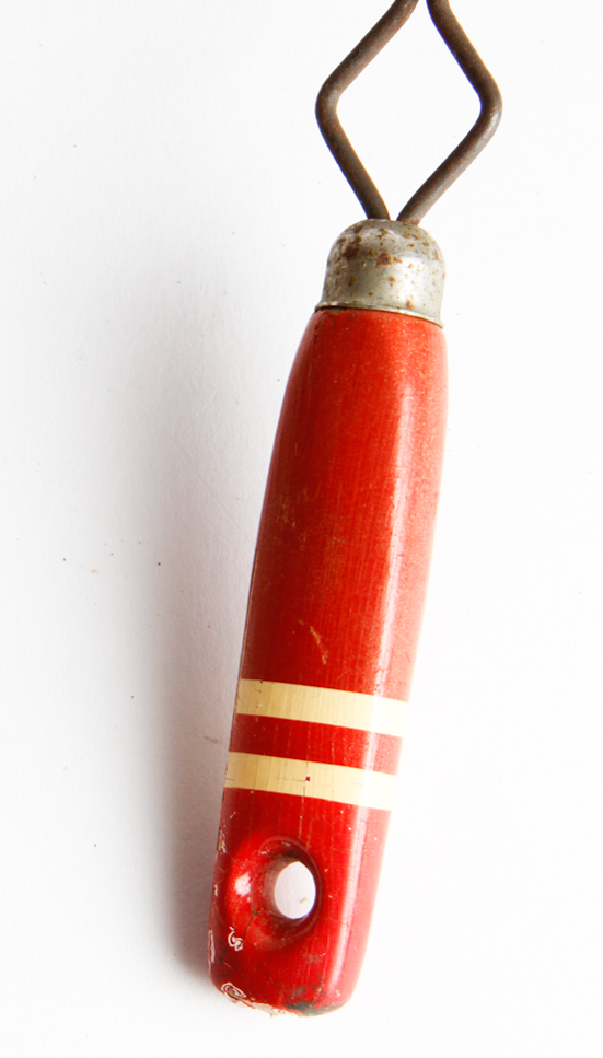 Collection of Mid Century Red and White Stiped MFG Co. Kitchen Utensils