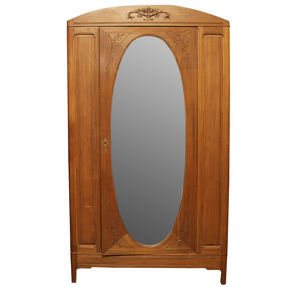 Vintage Maple Wardrobe with Mirrored Door