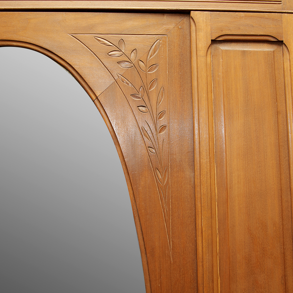 Vintage Maple Wardrobe with Mirrored Door