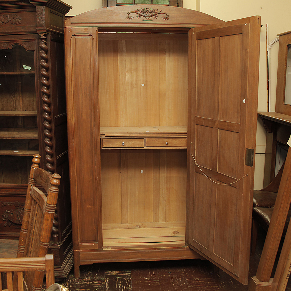 Vintage Maple Wardrobe with Mirrored Door