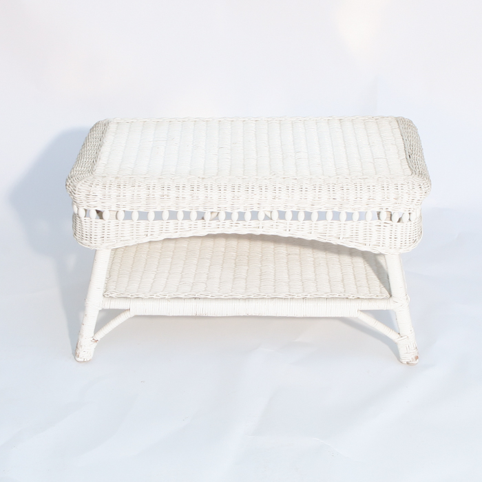 Vintage White Wicker Coffee Table