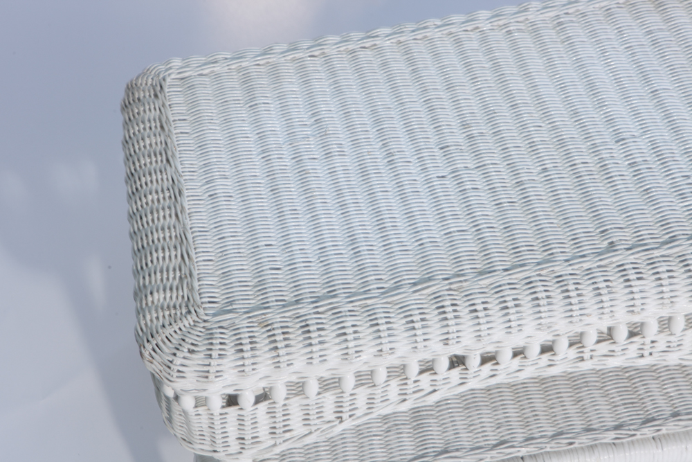 Vintage White Wicker Coffee Table