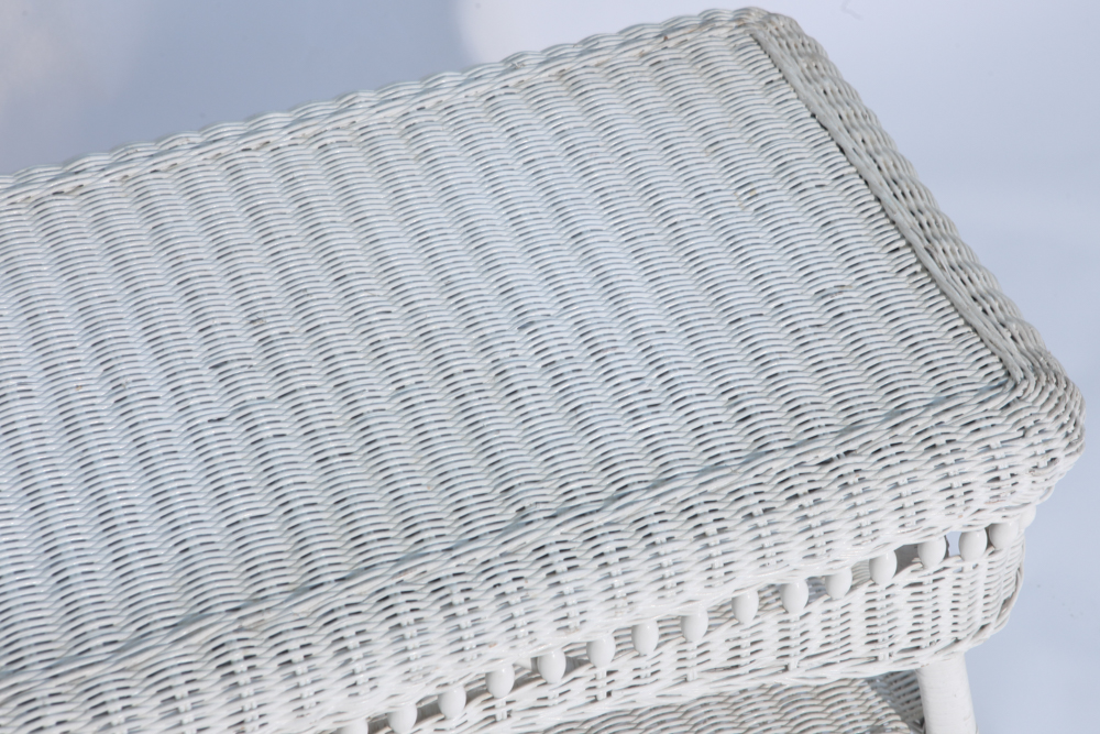 Vintage White Wicker Coffee Table