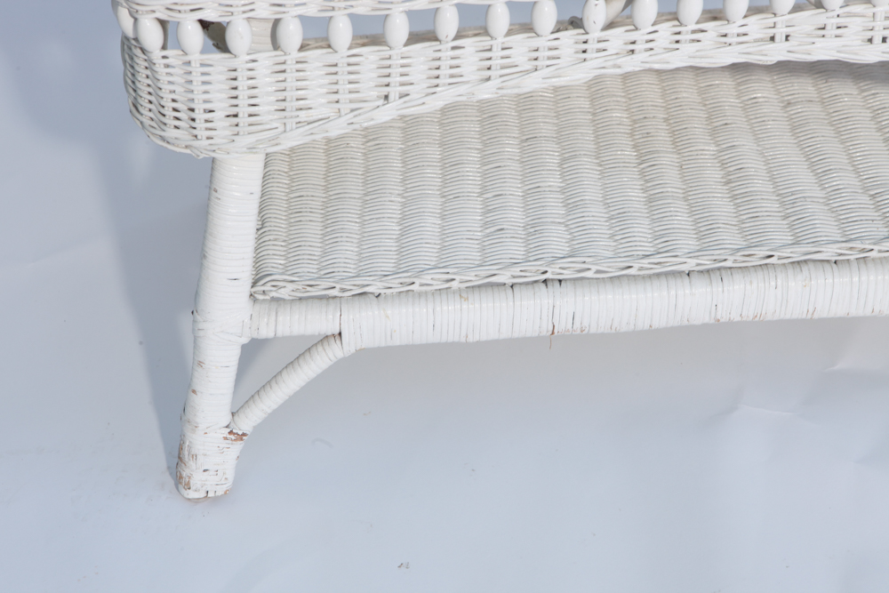 Vintage White Wicker Coffee Table