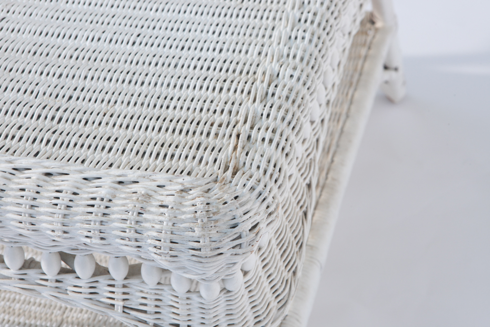 Vintage White Wicker Coffee Table