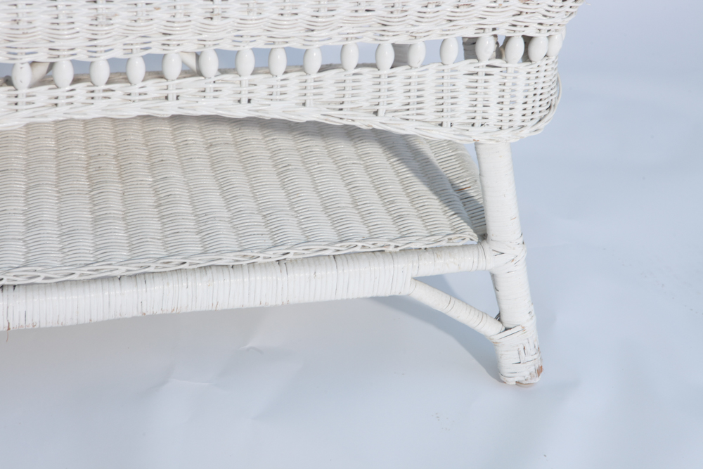 Vintage White Wicker Coffee Table