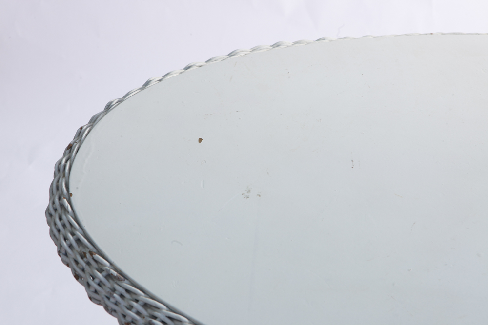 Vintage White Wicker Accent Table