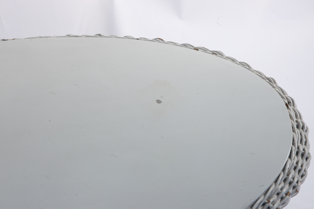 Vintage White Wicker Accent Table