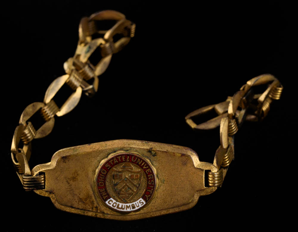 Sodalite Nugget Beaded Necklace and 1940s OSU Goldtone Bracelet