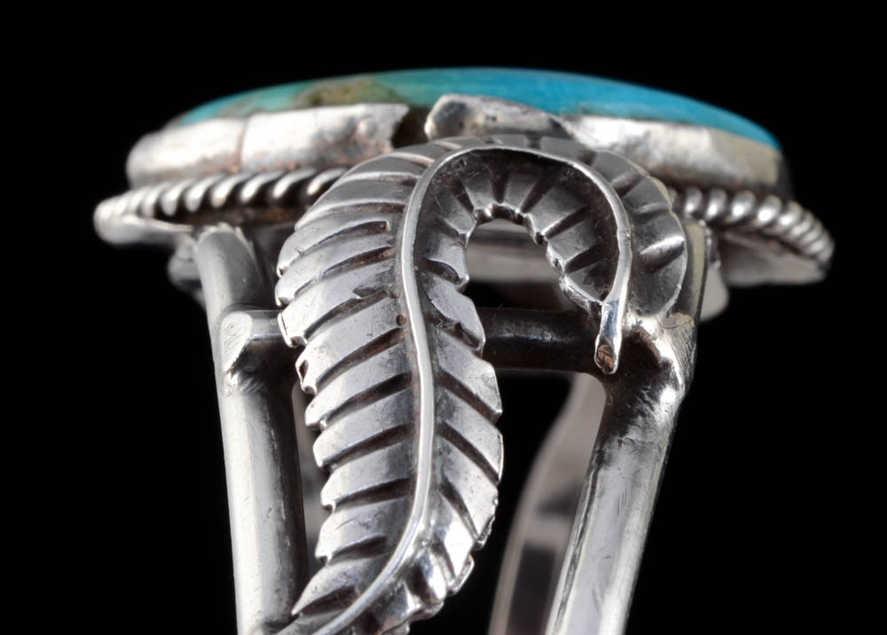 Paul Stewart Native American Navajo Sterling Silver and Turquoise Cuff Bracelet