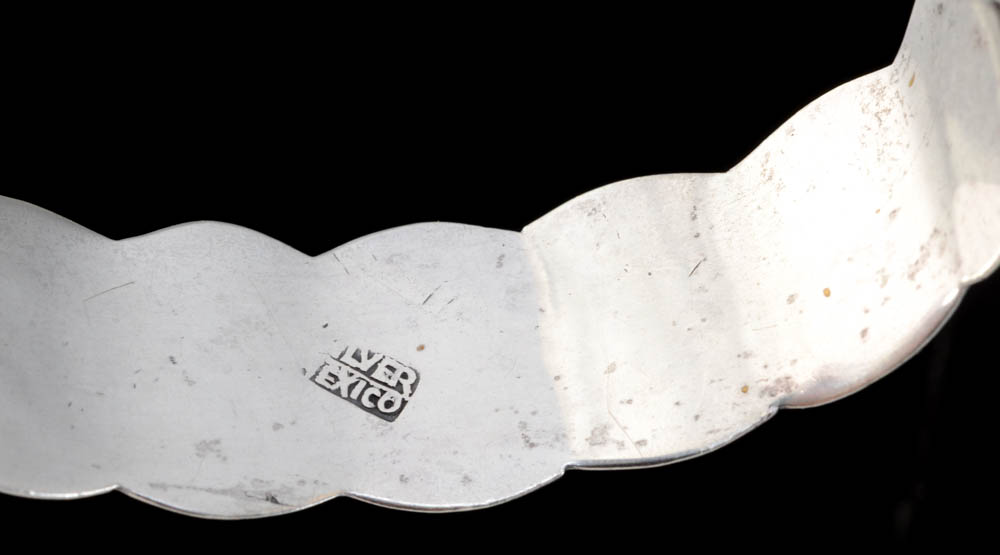 Mexican 900 Silver Cuff with Turquoise Cabochons