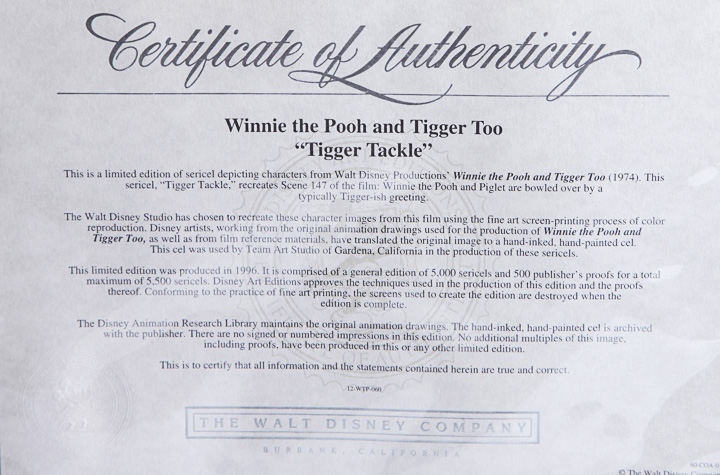 "Tigger Tackle" Sericel