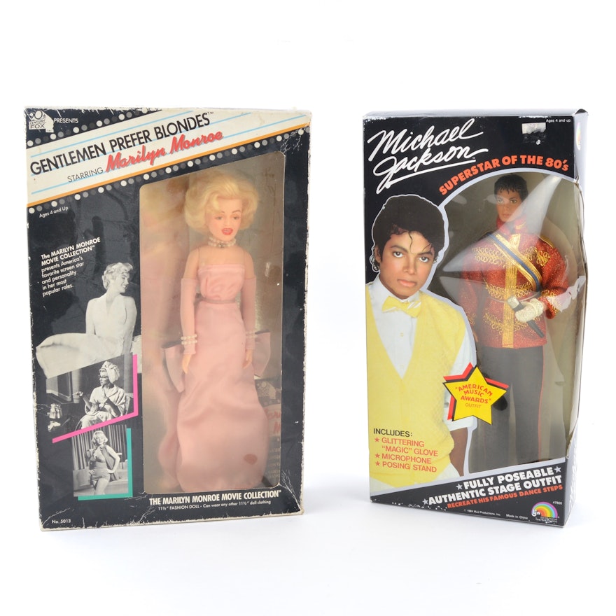 1980s Michael Jackson and Marilyn Monroe Collector Dolls in Packages