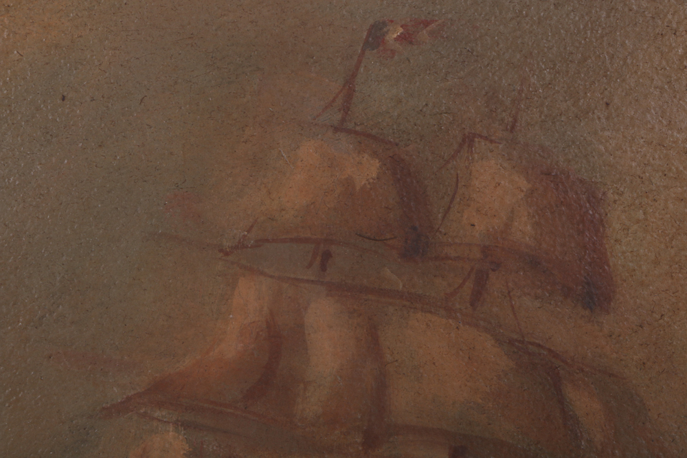 Eugene J. Melancon Signed Oil on Board Full Rigged Ship Seascape