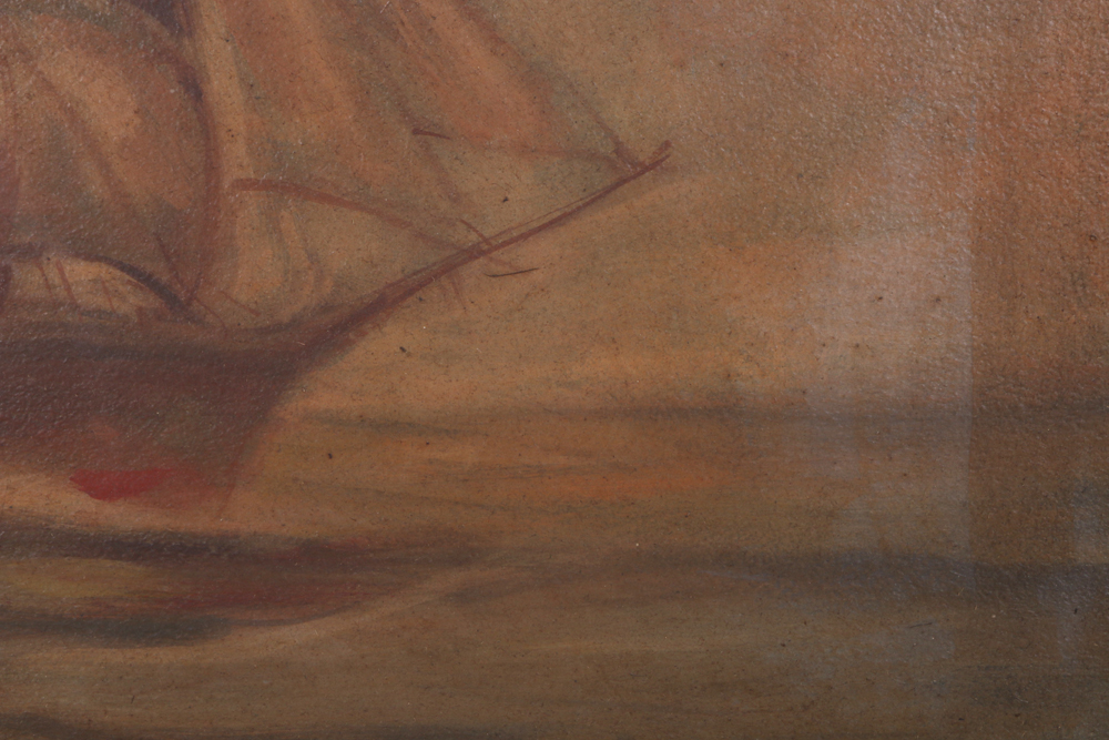 Eugene J. Melancon Signed Oil on Board Full Rigged Ship Seascape