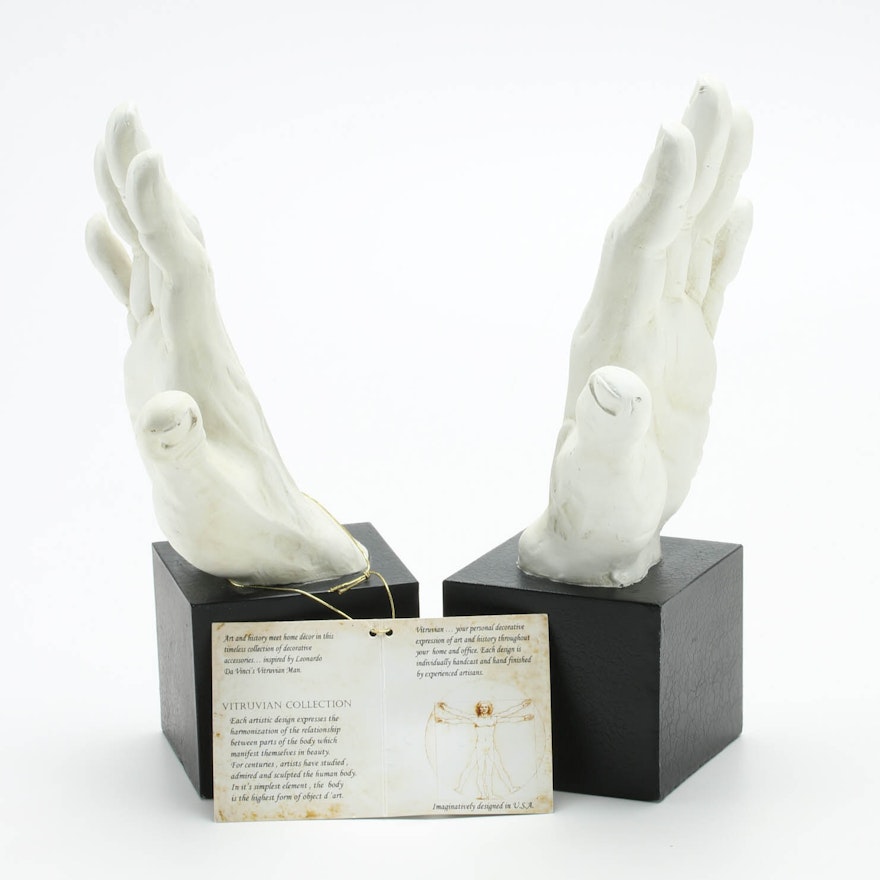 Vitruvian Collection Hand Sculpture Bookends
