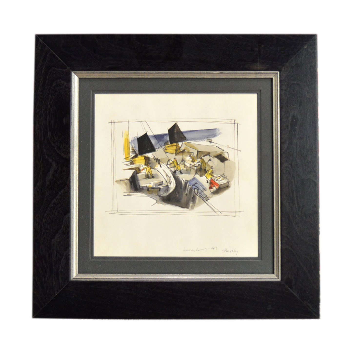 Signed Watercolor by Paul Shively, "Lunenburg" Circa 1947