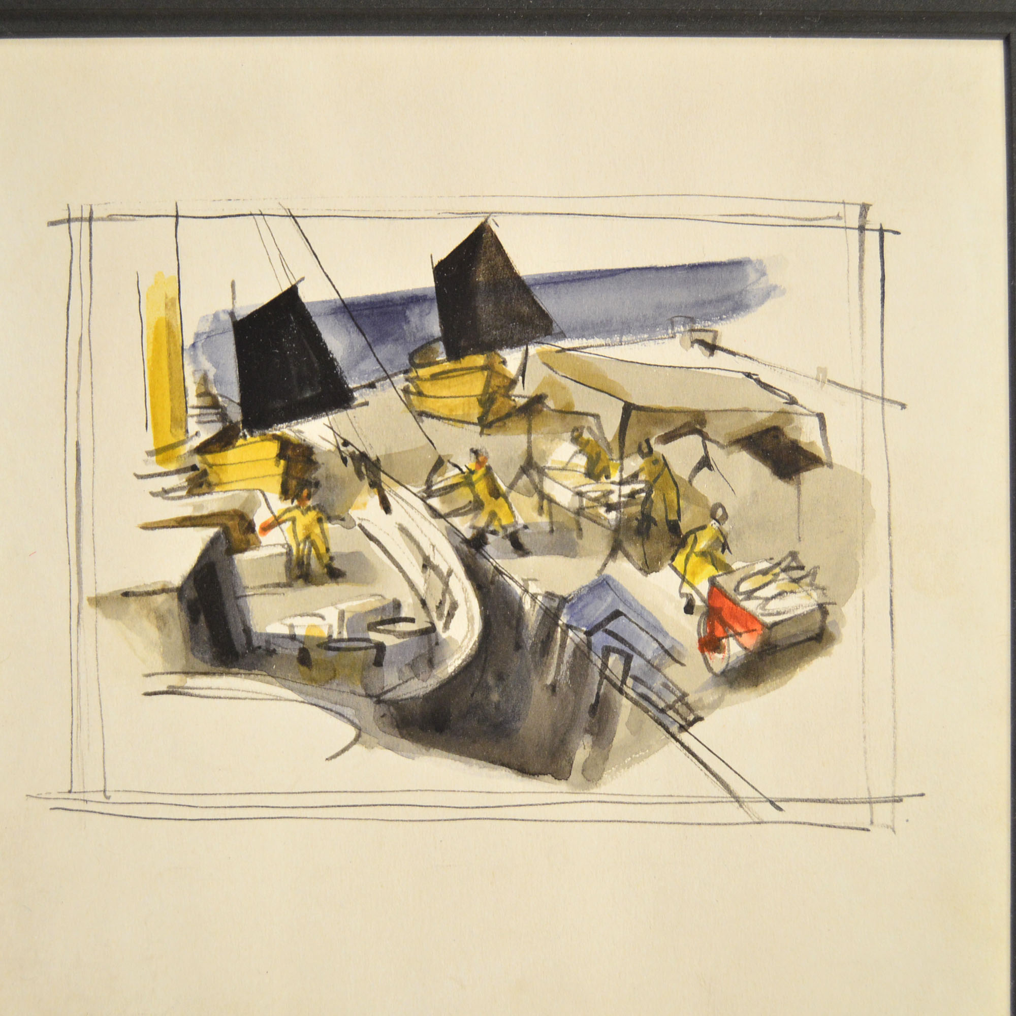 Signed Watercolor by Paul Shively, "Lunenburg" Circa 1947