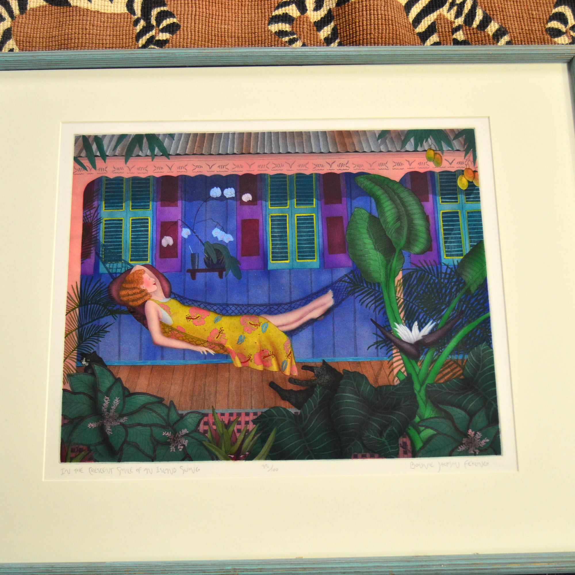 Framed Limited Edition Print By Bonnie Jackson Fehling "In The Crescent Smile Of An Island Swing"