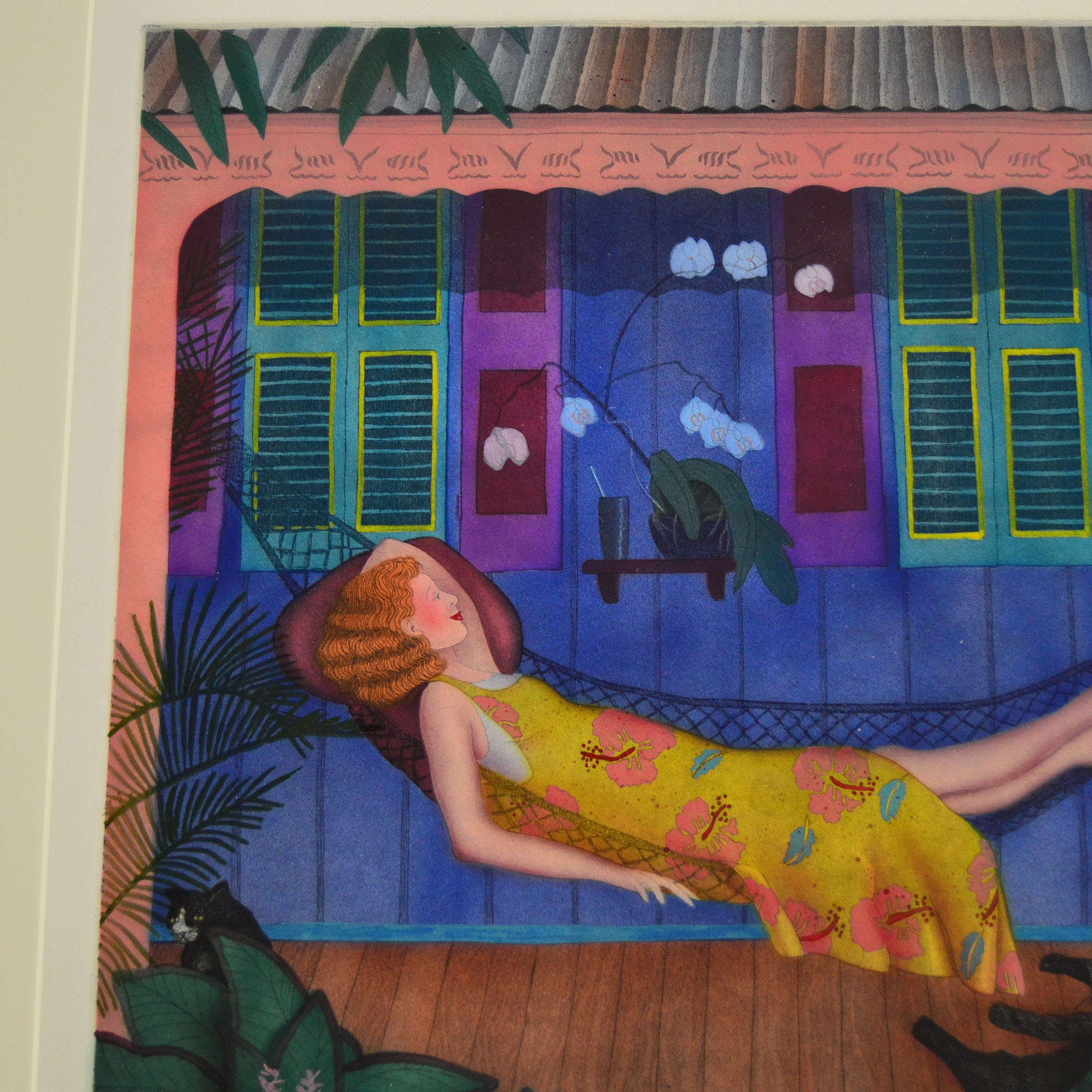 Framed Limited Edition Print By Bonnie Jackson Fehling "In The Crescent Smile Of An Island Swing"