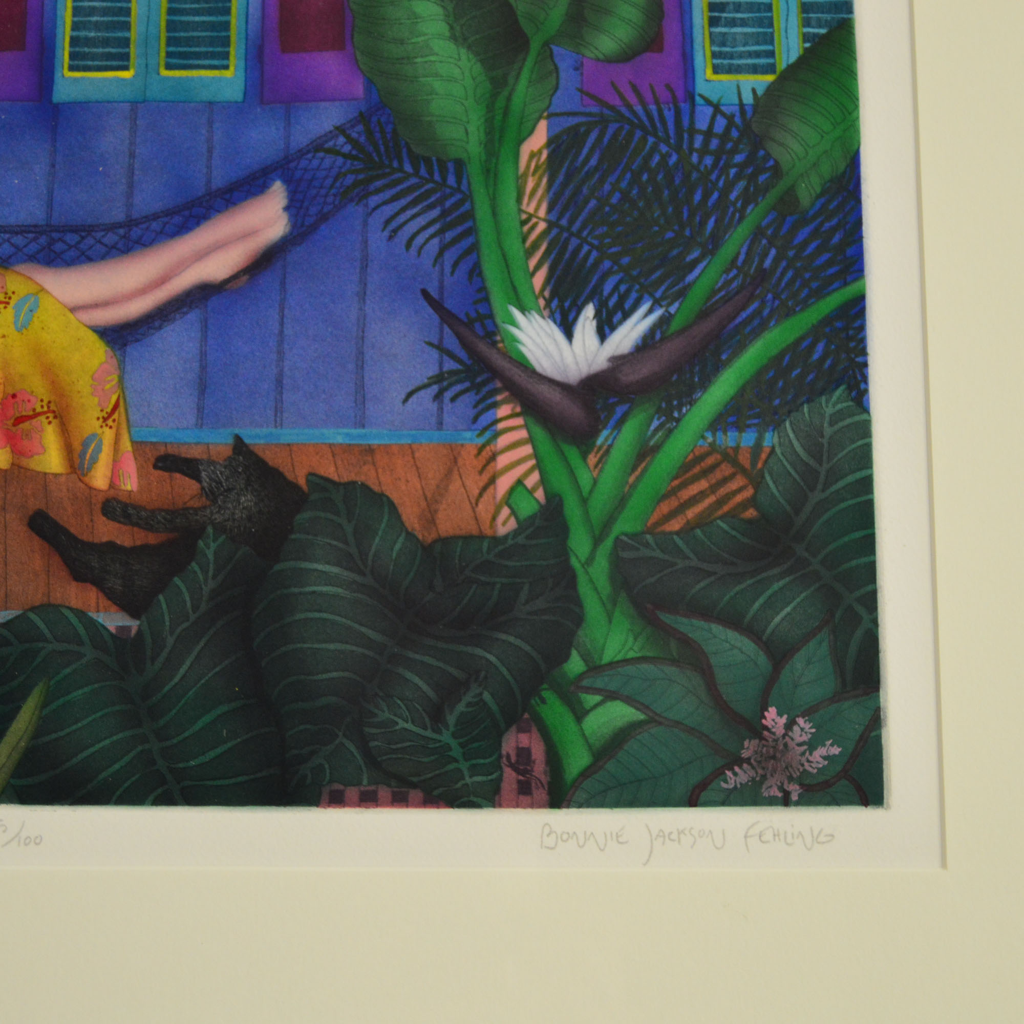 Framed Limited Edition Print By Bonnie Jackson Fehling "In The Crescent Smile Of An Island Swing"