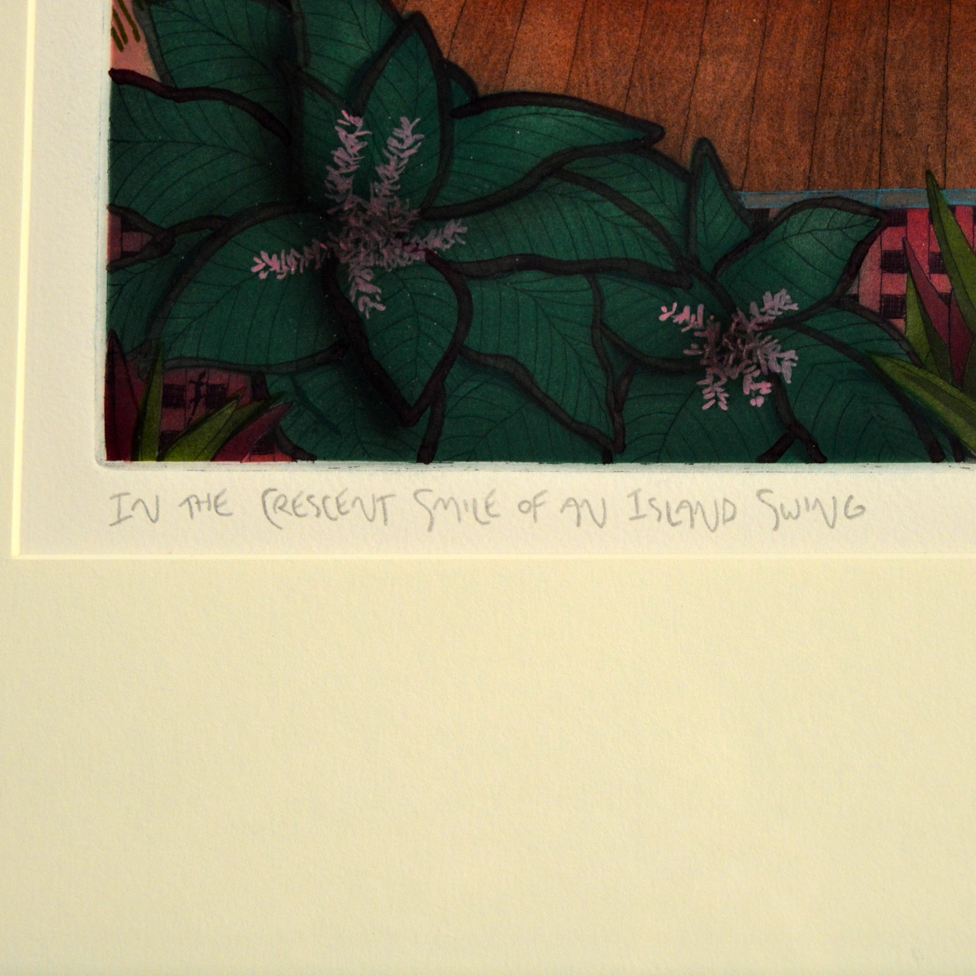 Framed Limited Edition Print By Bonnie Jackson Fehling "In The Crescent Smile Of An Island Swing"