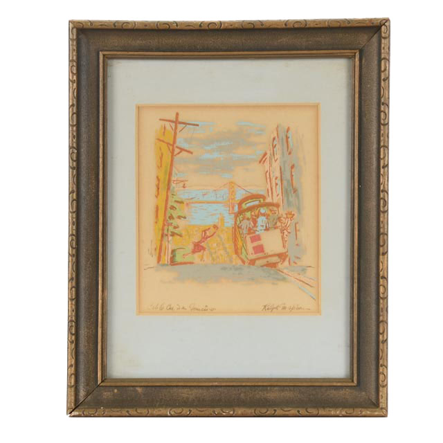 Ralph Apson Original Tempera Painting "Cable Car, San Francisco"