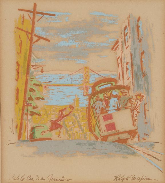 Ralph Apson Original Tempera Painting "Cable Car, San Francisco"