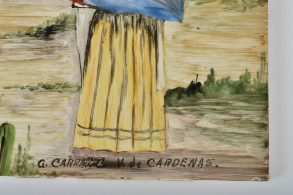 Set of Six Signed Hand Painted Ceramic Mexican Art Tiles