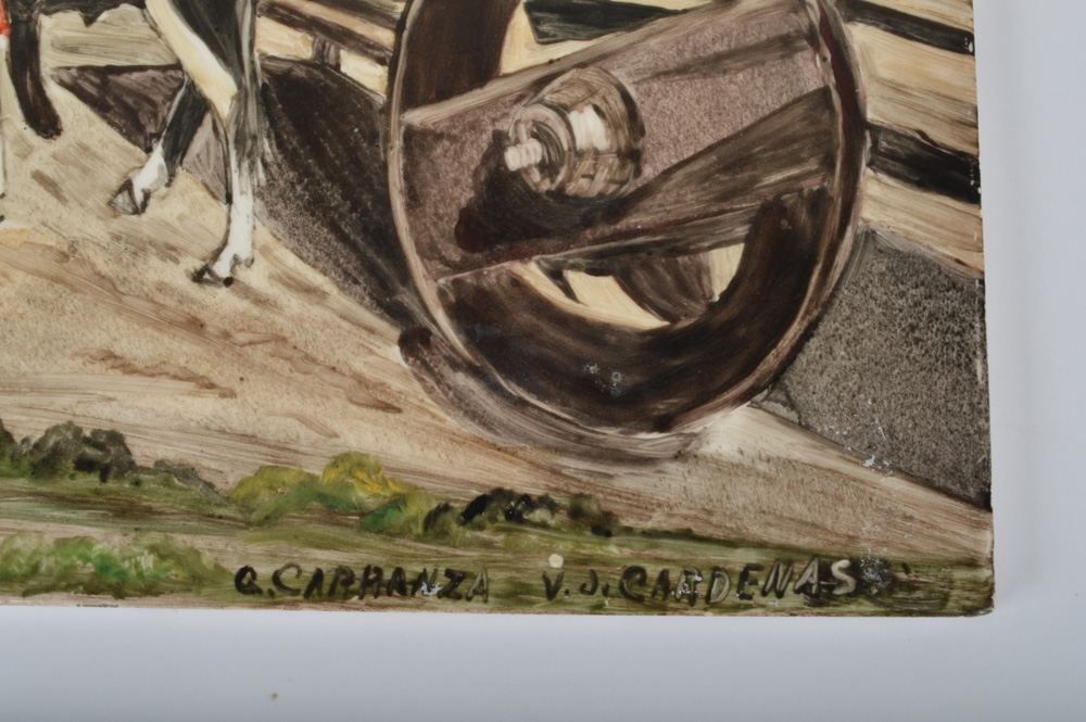 Set of Six Signed Hand Painted Ceramic Mexican Art Tiles