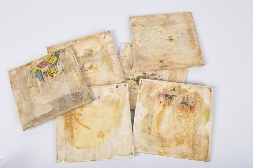 Set of Six Signed Hand Painted Ceramic Mexican Art Tiles