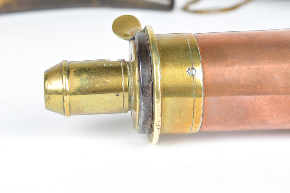 Vintage Sykes Powder Flask and Antique Powder Horns