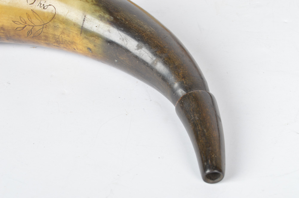 Vintage Sykes Powder Flask and Antique Powder Horns