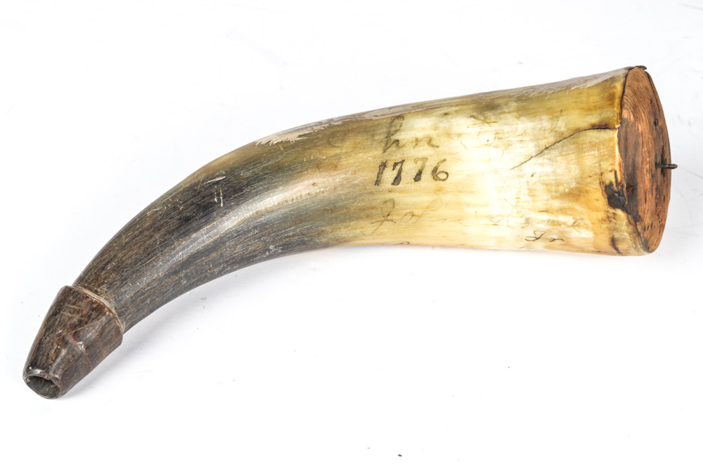 Vintage Sykes Powder Flask and Antique Powder Horns