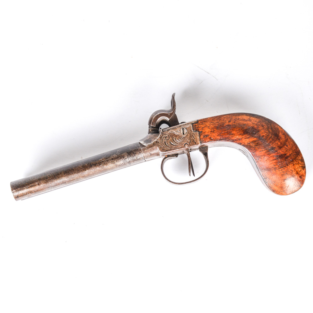 Antique Belgian Double Barrel Boot Pistol