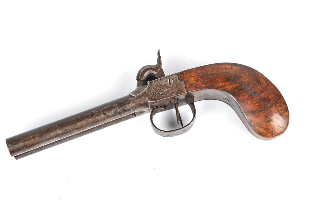 Antique Belgian Double Barrel Boot Pistol