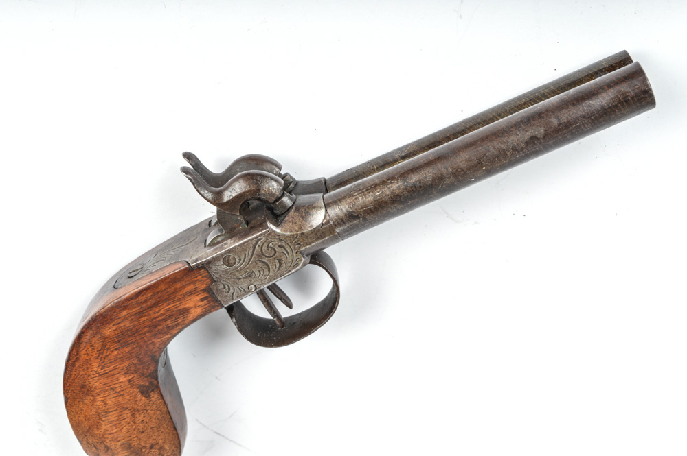 Antique Belgian Double Barrel Boot Pistol