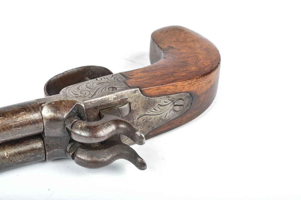 Antique Belgian Double Barrel Boot Pistol
